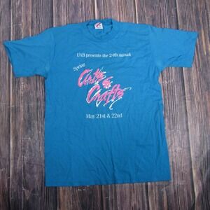 Vintage Jerzees UAB Arts & Crafts Shirt Mens Medium Blue College Graphic 90s